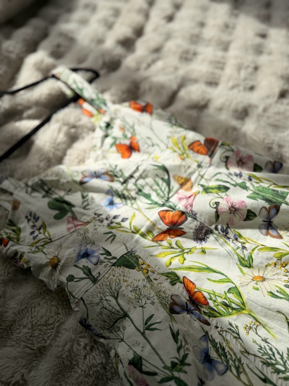 Floral Butterfly Print Sundress in Cream and Orange - Picture 5 of 6